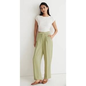 Madewell The Rosedale Light Green Pleated Straight Leg Pants, 14W